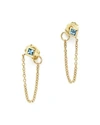 ZOË CHICCO 14K YELLOW GOLD DRAPED CHAIN STUD EARRINGS WITH AQUAMARINE - 100% EXCLUSIVE,DSSCE 4 A