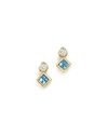 ZOË CHICCO 14K YELLOW GOLD ICON STUD EARRINGS WITH DIAMOND AND AQUAMARINE - 100% EXCLUSIVE,MDSE 4 DA