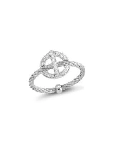 Alor Diamond Cable Ring In Silver
