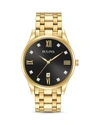 Bulova Classic Mens Gold Tone Stainless Steel Bracelet Watch 97d108 In Black/gold