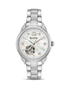 Bulova Automatic Watch, 34.5mm In White/silver
