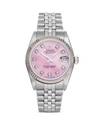 PRE-OWNED ROLEX PRE-OWNED ROLEX STAINLESS STEEL AND 18K WHITE GOLD DATEJUST WATCH WITH PINK MOTHER-OF-PEARL AND DIAM,78274.1