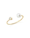 ZOË CHICCO 14K YELLOW GOLD DIAMOND BEZEL AND CULTURED FRESHWATER PEARL BYPASS RING,PBR 8 D
