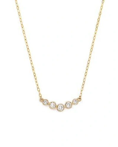 Bloomingdale's Diamond 5 Stone Graduated Pendant Necklace In 14k Yellow Gold, 0.25 Ct. T. W. In White/gold