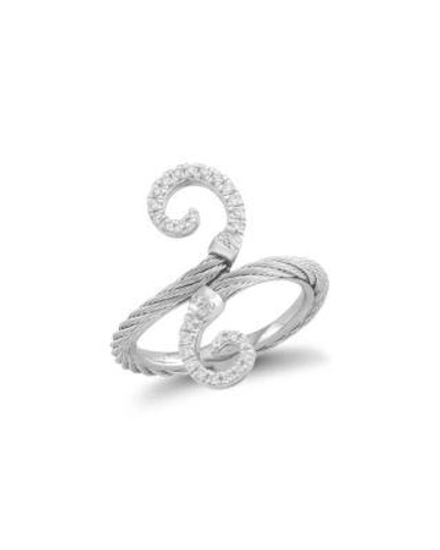 Alor Diamond Grey Cable Ring In Silver