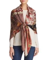 Larioseta Floral Patchwork Silk Scarf In Red Multi