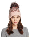 Kyi Kyi Knit Multi-color Pom-pom Beanie In Dove/multi