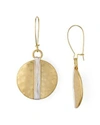 Robert Lee Morris Soho Two-tone Wire Wrapped Hammered Disc Drop Earrings In Gold/silver