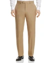 Hart Schaffner Marx Flat Front Solid Stretch Wool Trousers In Tan