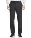 Hart Schaffner Marx Flat Front Solid Stretch Wool Trousers In Charcoal