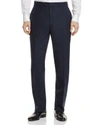 Hart Schaffner Marx Flat Front Solid Stretch Wool Trousers In Navy