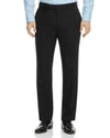 Hart Schaffner Marx Flat Front Solid Stretch Wool Trousers In Black