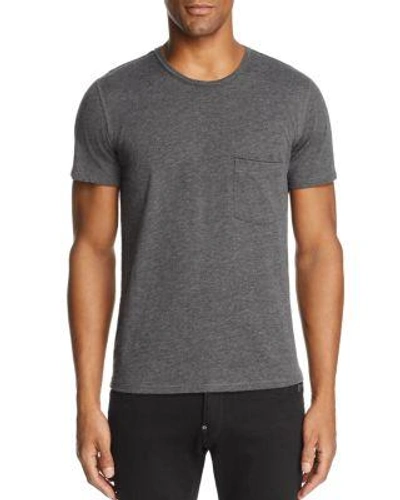 7 For All Mankind Raw-pocket Crewneck T-shirt, Heather Charcoal In Gray