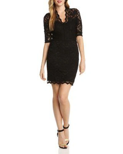 Karen Kane Three-quarter-sleeve Lace Sheath In Black