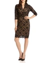 Karen Kane Scalloped Lace Sheath Dress In Black/nude