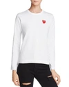 Comme Des Garçons Play Comme Des Garcons Play White Heart Patch Long Sleeve T-shirt In White