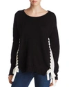 ALISON ANDREWS COLOR BLOCK LACE-UP SWEATER,AMS1189