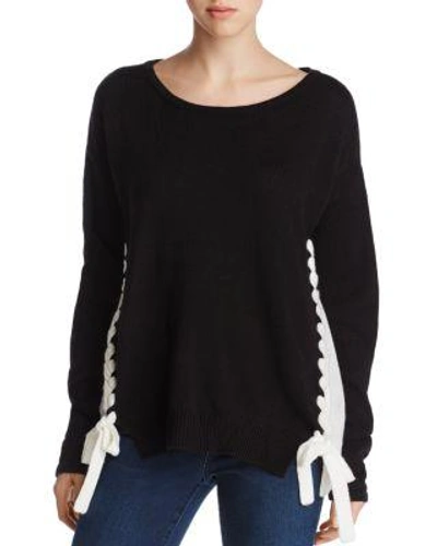 Alison Andrews Colour Block Lace-up Jumper In Black/white