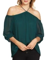 1.state Off The Shoulder Sheer Chiffon Blouse In Jasper Green