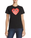 Comme Des Garçons Play Cotton Tee With Red Emblem In Black