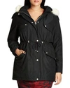 CITY CHIC LONDON LOOK FAUX FUR TRIMMED HOODED PARKA,114042