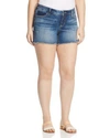 SLINK JEANS SIDE VENT CUTOFF DENIM SHORTS IN MEDIUM,FA045CL272