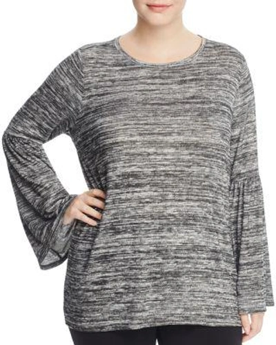 Vince Camuto Plus Ruched Bell Sleeve Jumper In Dark Dove Heather