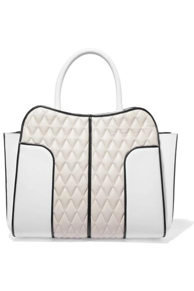 Tod's Sella Quilted Leather Tote In Black/white