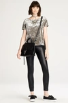 Rebecca Minkoff Alana Crewneck Short-sleeve Velvet Top In Grey