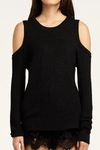 Rebecca Minkoff Page Crewneck Cold-shoulder Sweater In Black/ Black