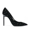 Saint Laurent Anja Crystal-embellished Point-toe Velvet Pumps In Black