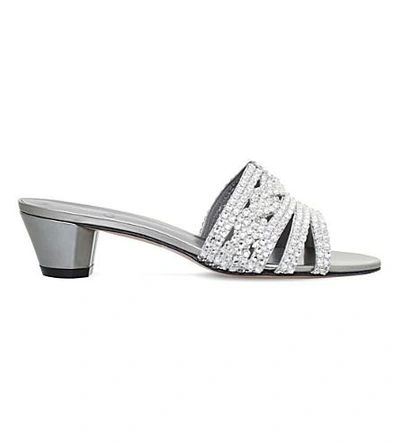 Gina Galaxy Metallic-leather Heeled Sandals In Silver
