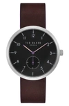 TED BAKER JOSH SUBEYE LEATHER STRAP WATCH, 42MM,TE50011001