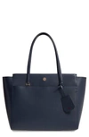 TORY BURCH PARKER LEATHER TOTE - BLUE,37169