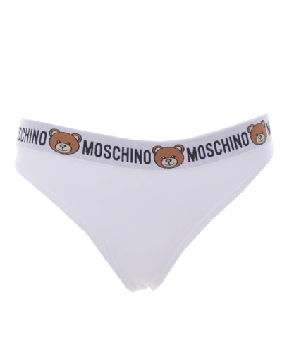 Moschino Bear Print Briefs In Bianco