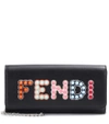 FENDI Embellished leather clutch