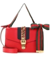 Gucci Sylvie Mini Chain-embellished Leather Shoulder Bag In Red