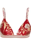 ZIMMERMANN CORSAIR FLORAL-PRINT TRIANGLE BIKINI TOP