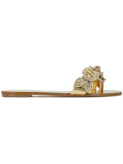 Sophia Webster Lilico Crystal-embellished Flat Slide Sandal In Gold
