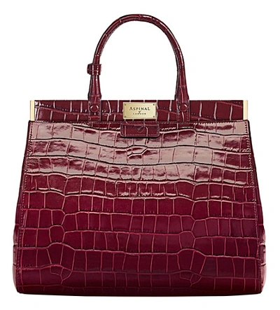 Aspinal Of London Florence Large Embossed Leather Handbag In Bordeaux