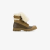 CHLOÉ CHLOÉ BROWN PARKER LEATHER SHEARLING BOOTS,CH29720E1812451686