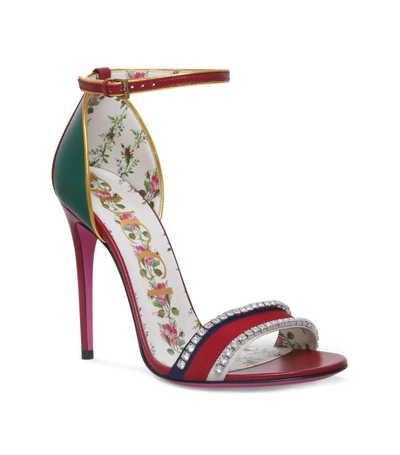 Gucci Ilse Crystal-embellished Paneled Leather Sandals In Red