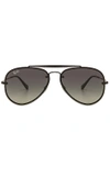 Ray Ban Ray-ban Original Brow Bar Aviator Sunglasses, 58mm In Demi Gloss Black & Dark Grey Gradient