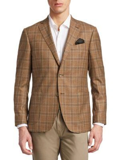 Saks Fifth Avenue Collection Plaid Wool Sportcoat In Brown