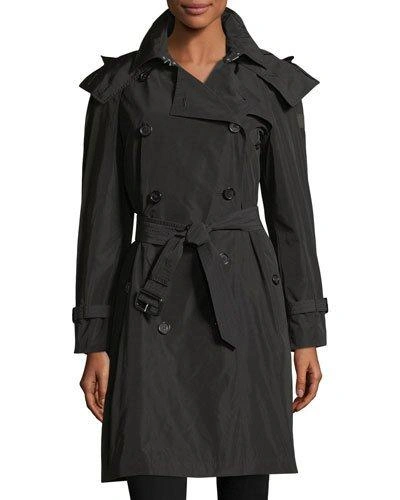 Burberry Amberford Packaway Rain Trench Coat, Black