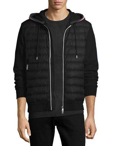 Moncler Maglia Quilted Cardigan Hoodie In Navy