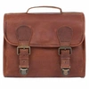 MAHI LEATHER Leather Hanging Wash Bag In Vintage Brown With Buckles