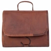 MAHI LEATHER Leather Hanging Wash Toiletry Bag Dopp Kit In Vintage Brown With Hook