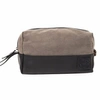 MAHI LEATHER Canvas & Leather Classic Wash Bag In Black & Grey