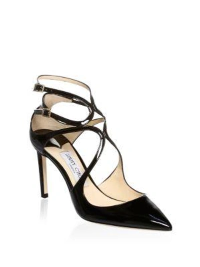 Jimmy Choo Lancer Ankle-strap Patent Leather Pumps In Black